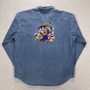 VTG 90s Disney Store Denim Shirt Men’s XL Embroidered Disneycore Cartooncore